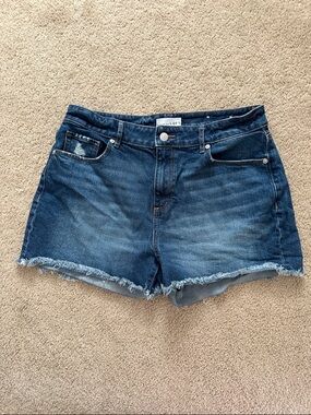 LOFT Dark Blue Frayed Hem Denim Shorts